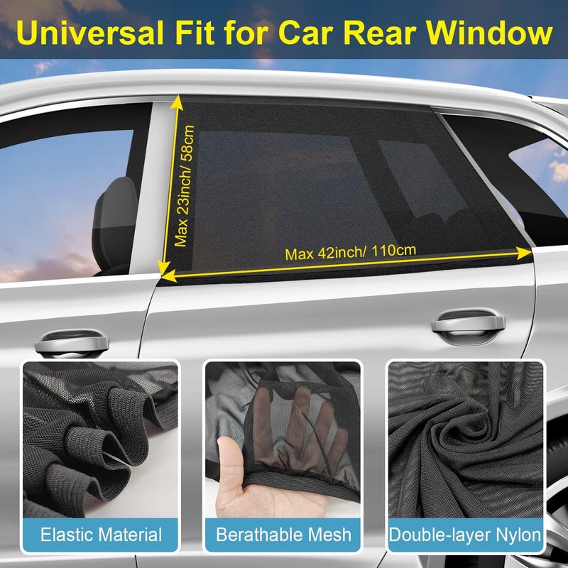 LSTRAGY Car Window Shades for Baby, 2 Pack Car Sun Shade for Baby Kids Adults Pet, Large Size Mesh Covers Rear Side Sun Shades for SUV MPV Block UV Rays & Privacy Protection(42"x23") - Image 4